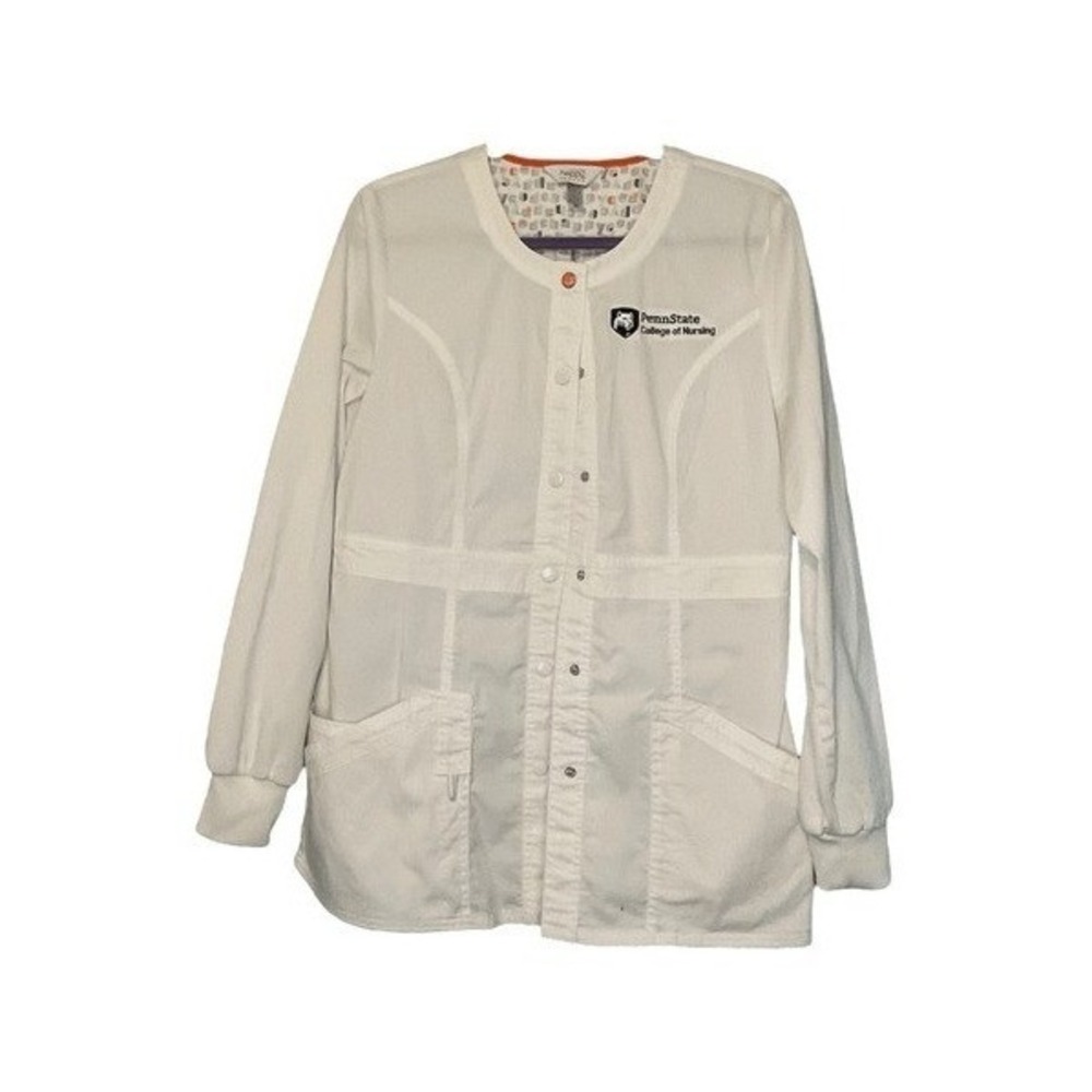 Code Happy Penn State Scrub Jacket White Round Neck Warm Up Long Sleeve M